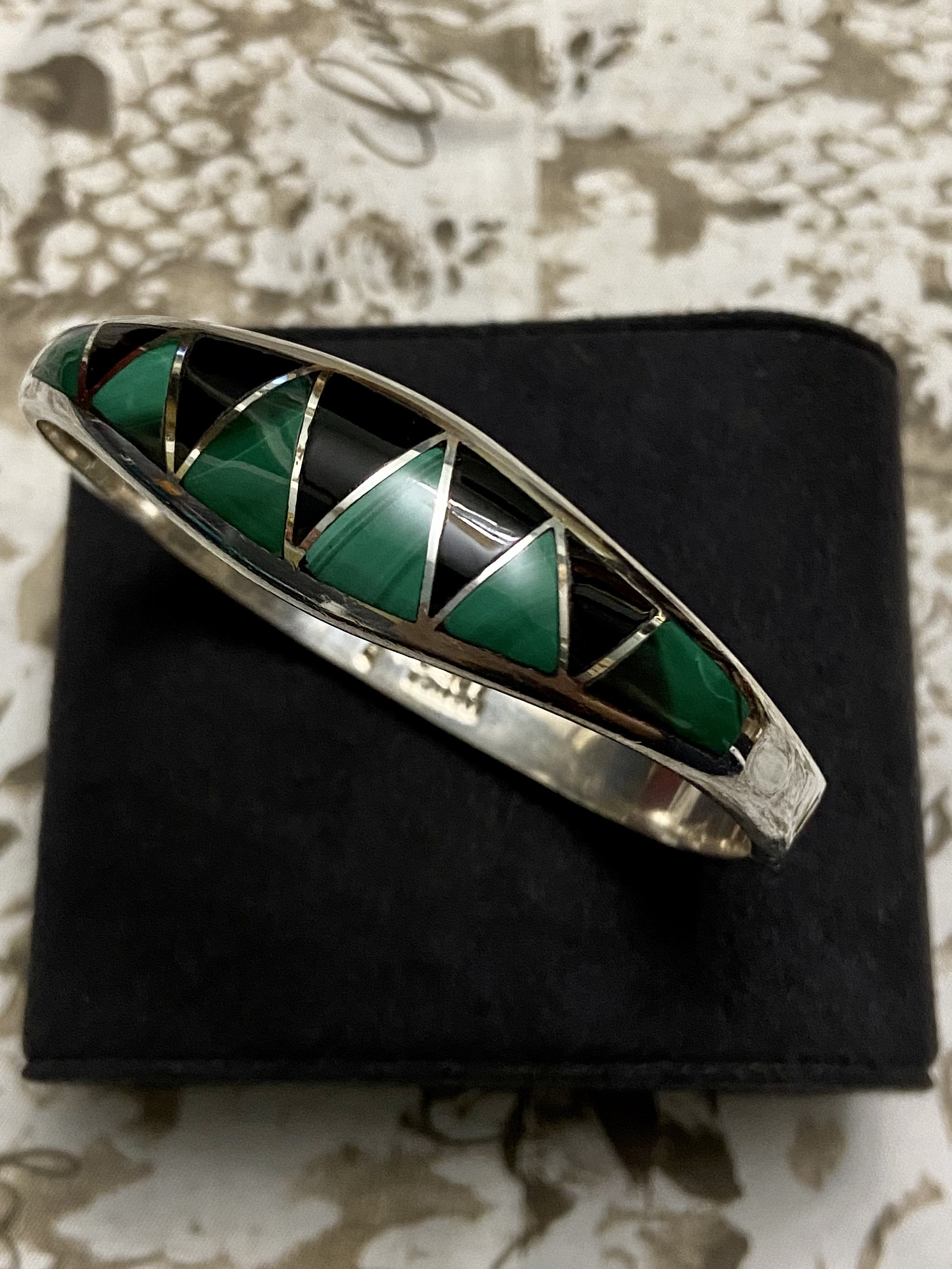 Vintage Taxco Silver 950 Malachite Onyx Bracelet Mexican - Etsy