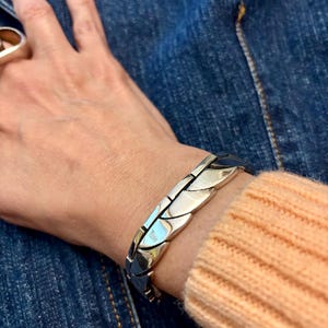 Mexico Silver 950 Puzzle Link Bracelet, Vintage Mexican Heavy Silver Puzzle Link Bracelet, Mexican Silver Unisex Link Bracelet