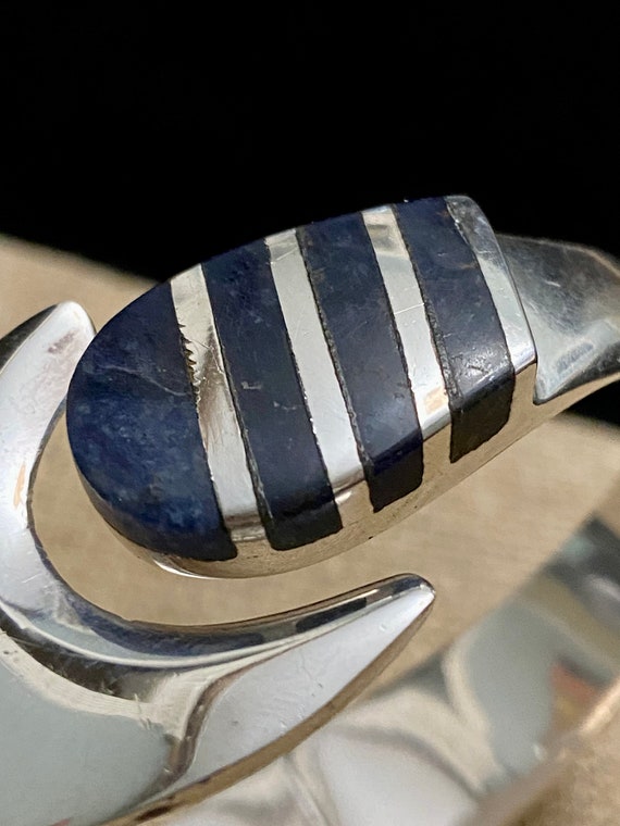 SALE* Vintage Taxco Silver 925 Lapis Lazuli Brace… - image 2