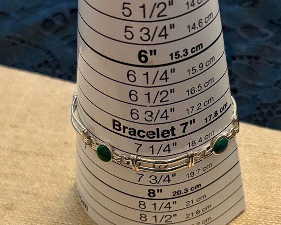 Vintage Silver Malachite Rectangular Link Bracele… - image 9
