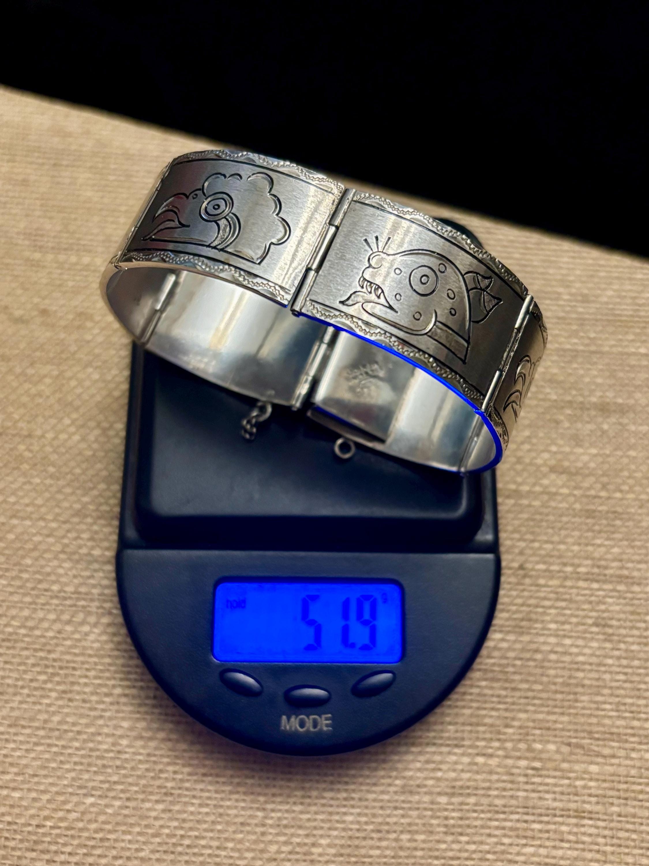 RARE Vintage Mexican Silver 925 Storyteller Panel Bracelet Aztec