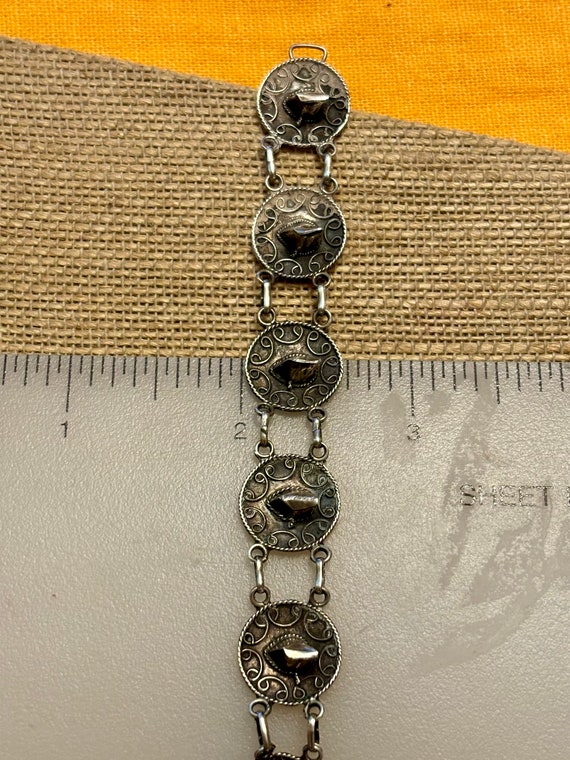 Mexico Sterling Silver Sombrero Link Bracelet, St… - image 8