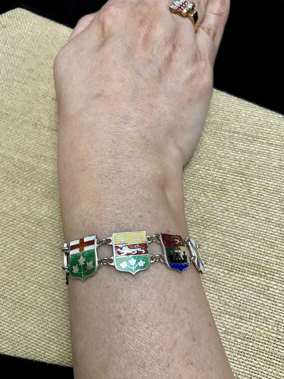 Sterling Silver Flags Link Bracelet, Sterling Fla… - image 5