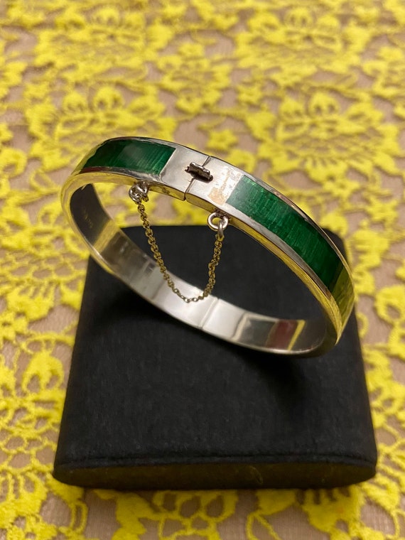 Sterling Silver Guilloche Enamel Bangle Bracelet, 