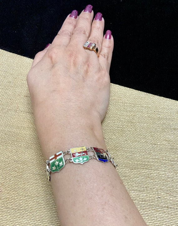 Sterling Silver Flags Link Bracelet, Sterling Fla… - image 4