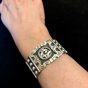 Mexican Silver Jewelry, Mexican 4-panel Silver Link Bracelet, Vintage Mexican Sterling Bracelet, Vintage Sterling Silver Aztec Link Bracelet