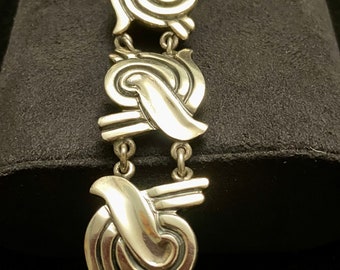 Mid Century Pedro Castillo Sterling Silver Modernist Bracelet, Vintage Mexican 925 Silver Link Bracelet, Taxco Heavy Sterling Bracelet