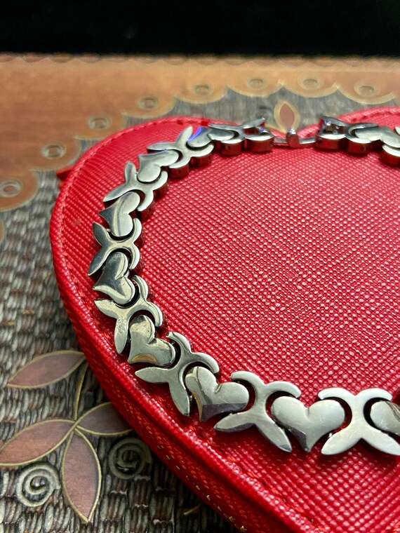 Unique Vintage Heart Link Bracelet, 925 Heart Shaped … Gem