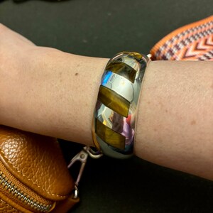 Vintage Mexico Silver Dome Shaped Bangle Bracelet, Mexican