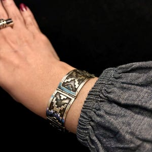 Mexico Silver Modernist Black Oxidized Bracelet, Vintage Mexican Silver 925 Link Bracelet, Vintage Sterling Silver Square Link Bracelet