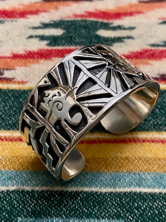 DESIGNER Beto From Taxco Heavy Taxco 925 Wide Cuff Bracelet Taxco