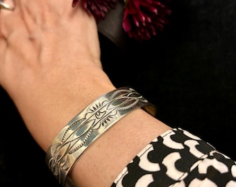 Vintage Mexico Silver 950 Cuff Bracelet, Mexican Silver Cuff
