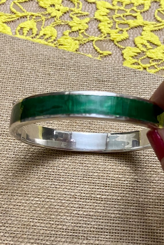 Sterling Silver Guilloche Enamel Bangle Bracelet,… - image 3