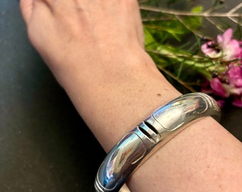 アクセサリー Vintage Mexican Silver Dome Bangle 925 Vintage Taxco Sterling Silver Dome Bangle Bracelet, Mexican