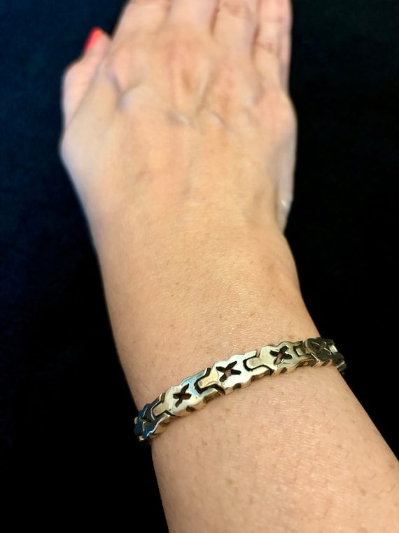 Mexico Silver 925 Puzzle Link Bracelet, Vintage Taxco Silver 925