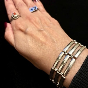 Silver 800 Rectangular Link Bracelet, European Silver Rectangular Link Bracelet, Geometric Silver 800 Link Unisex Bracelet