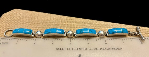 Vintage Mexican 925 Bracelet with Turquoise Stone… - image 7