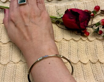 SALE* Vintage Mexico Silver Bangle Bracelet, Sterling Silver Bangle Bracelet, Taxco Brutalist Bangle