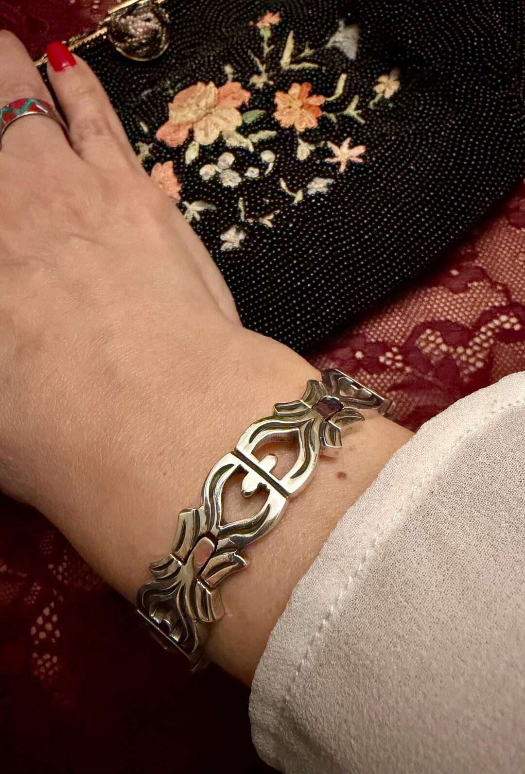 60s taxco mexico 925 ブレスレット 28g 20cm Taxco Mexico Silver Modernist Link Bracelet Vintage 1960s - Etsy