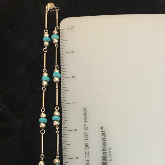 Beautiful Mexican Silver & Turquoise Necklace - image 6