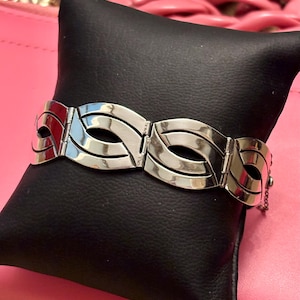 Vintage Taxco Mexico Modernist Wavy Link Bracelet! Taxco Sterling Silver Modernist Link Bracelet, Vintage 1950s Mexican Silver Jewelry