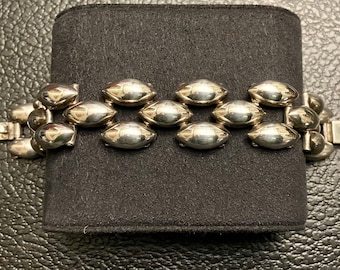 Sterling Silver Puffy Link Bracelet! Oval Shape Link Bracelet, Vintage Silver Link Bracelet, 925 Modernist Design Bracelet