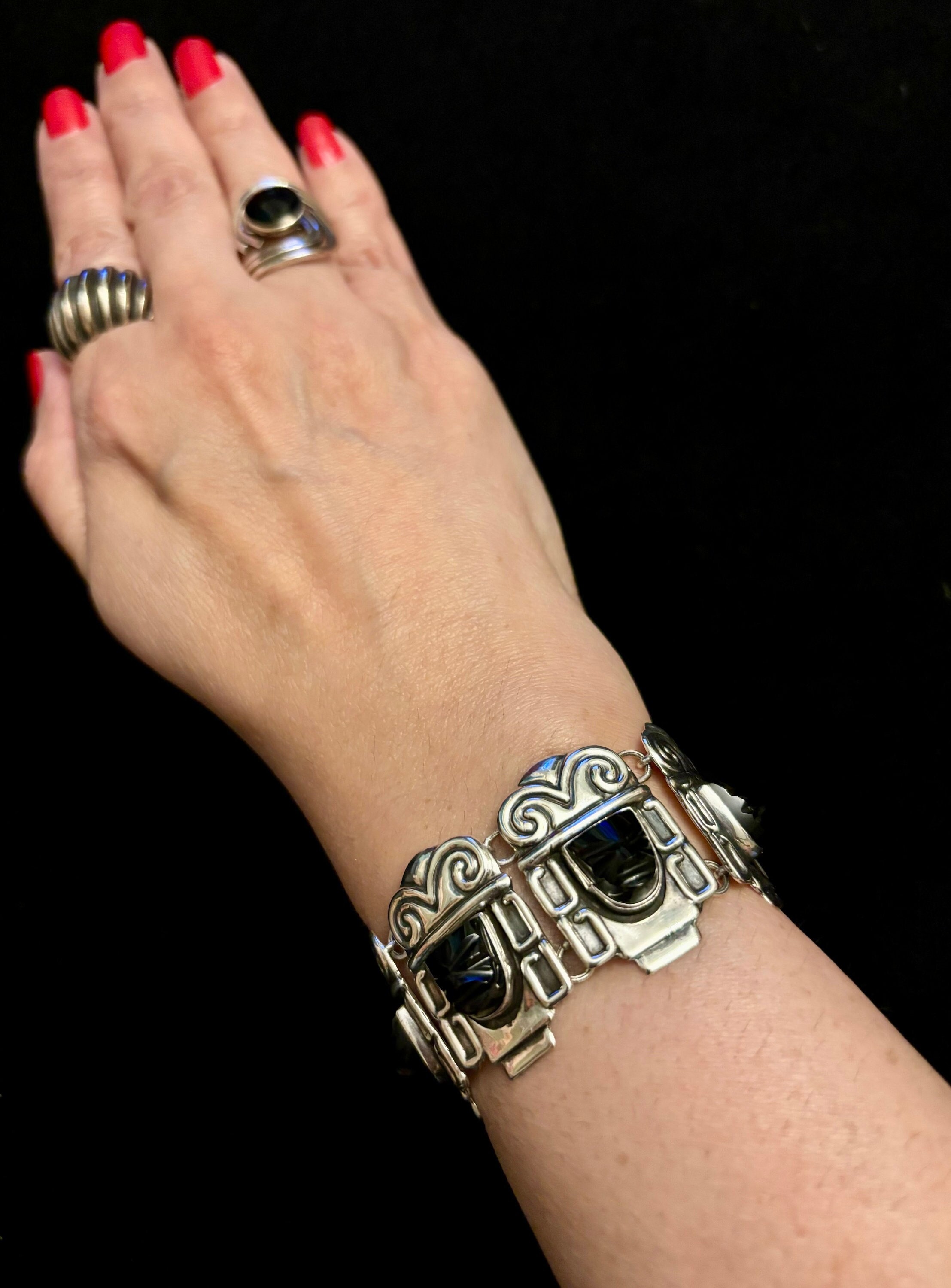Onyx Bracelet Mexico Silver - Etsy