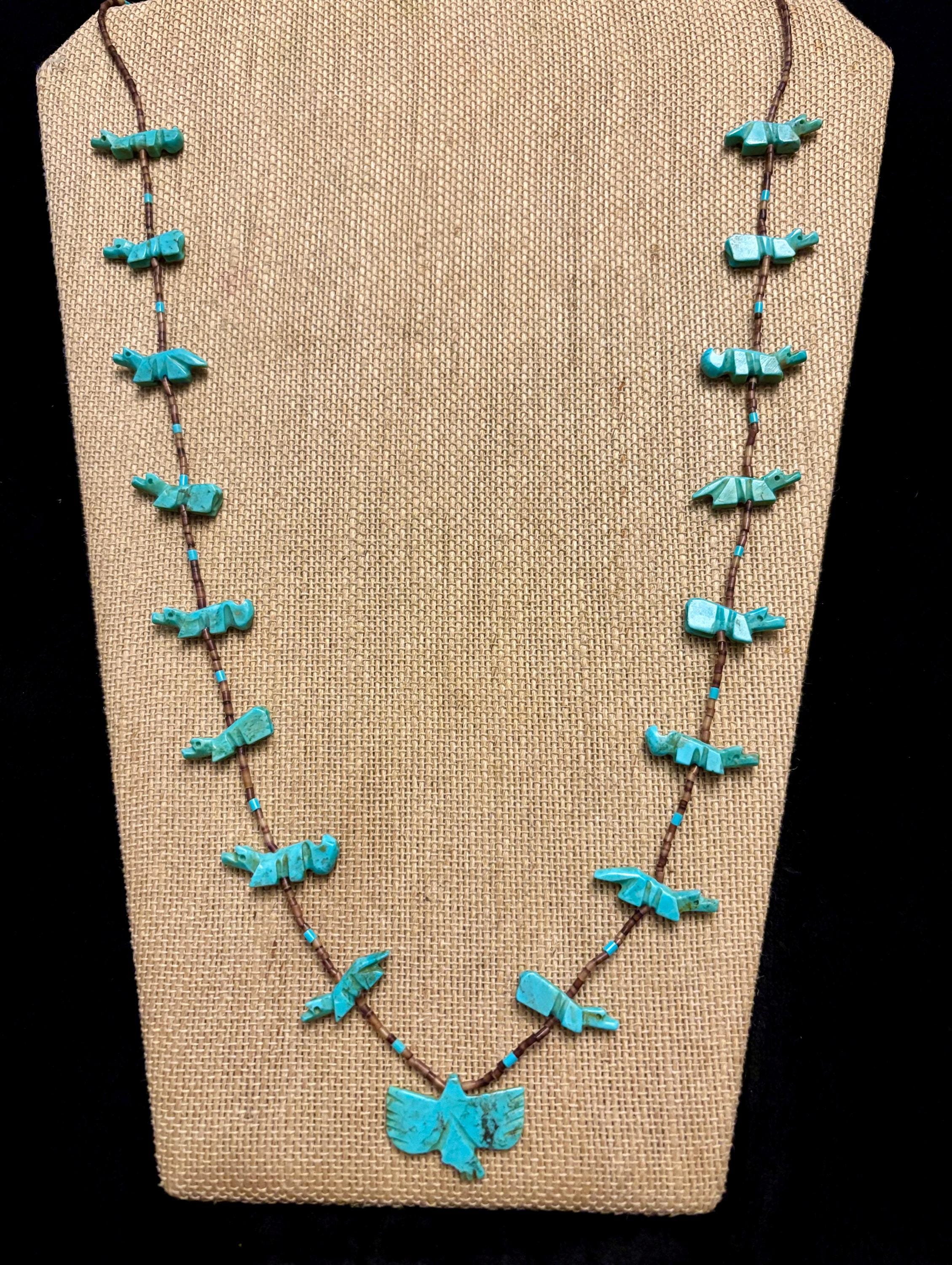 アクセサリー Fetish Necklace zuni indian jewelry Native American Fetish Necklace, Zuni Hand Carved Turquoise Fetish