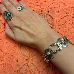 Taxco Designer Silversmith Antonio Reina, AAR! Vintage Taxco Silver Link Bracelet, Mexican Silver Jewelry, Taxco AAR Geometric Link Bracelet