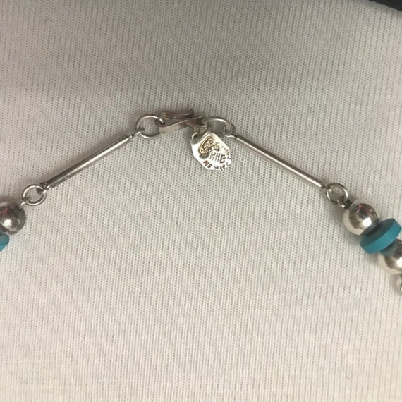 Beautiful Mexican Silver & Turquoise Necklace - image 4
