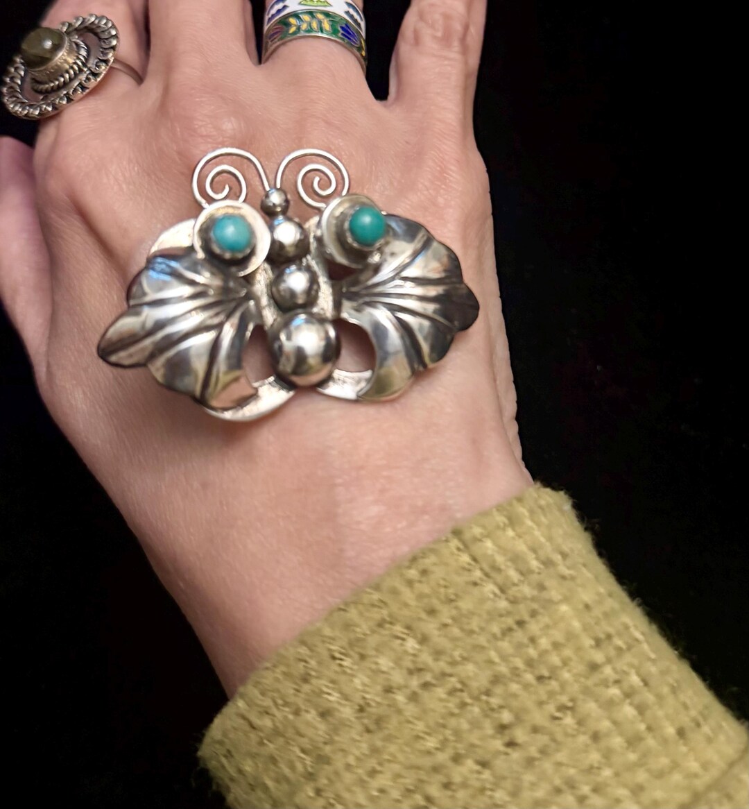 Rare Find Mexico Silver 925 Large Butterfly Brooch, Mid Century Mexican ...