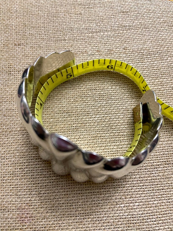 Taxco Silver Modernist Wide Cuff Bracelet, Heavy Ster… Gem