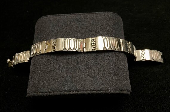 Mexico Silver Modernist Bracelet, Vintage Mexican… - image 4