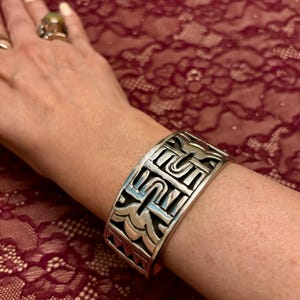 Taxco Sterling 925 Scroll Bracelet, Heavy Taxco Sterling Cuff Bracelet, Unique Vintage Mexican Jewelry, Mexico Silver 925 Cuff Bracelet