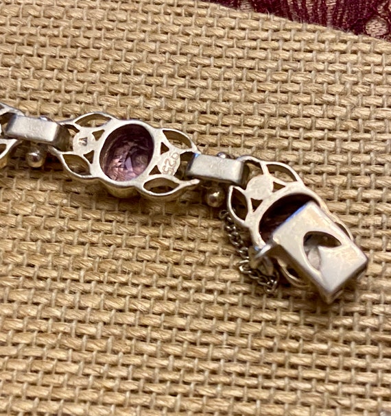 Vintage Sterling Silver Amethyst Link Bracelet, 9… - image 8