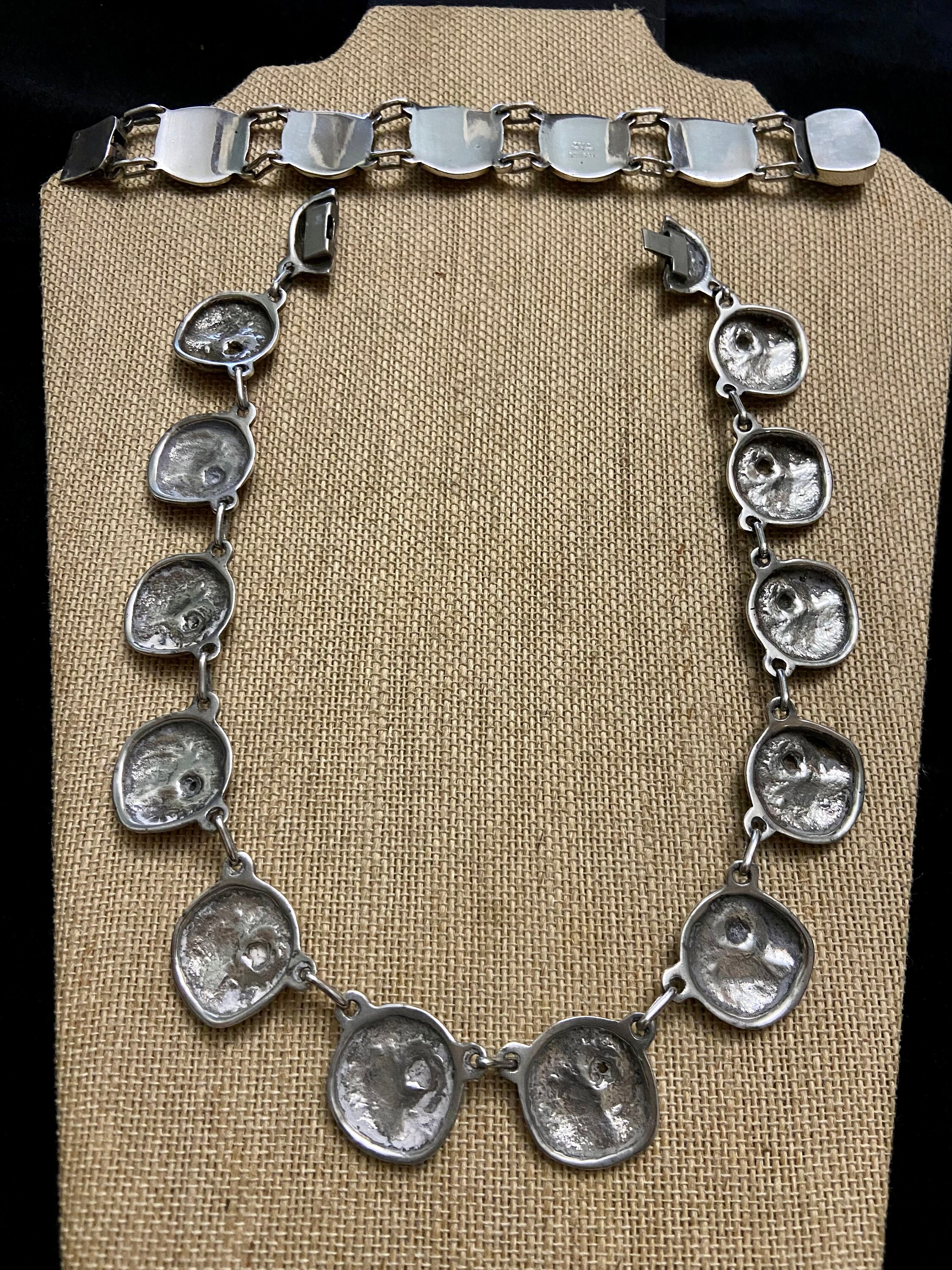 152 Grams! Taxco Sterling Silver Necklace and Bracelet Set