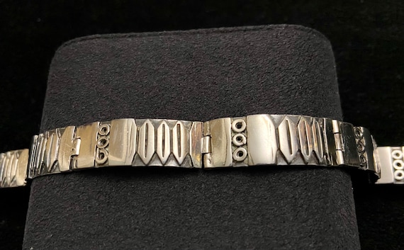 Mexico Silver Modernist Bracelet, Vintage Mexican… - image 3