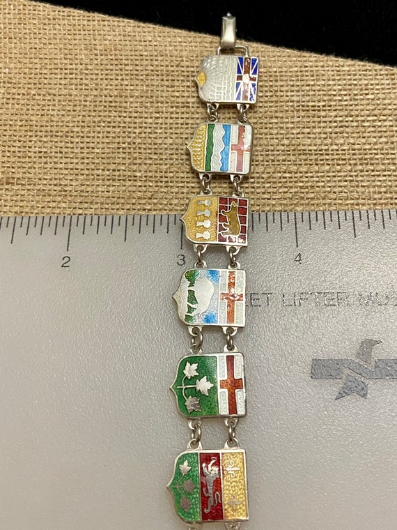 Sterling Silver Flags Link Bracelet, Sterling Fla… - image 7