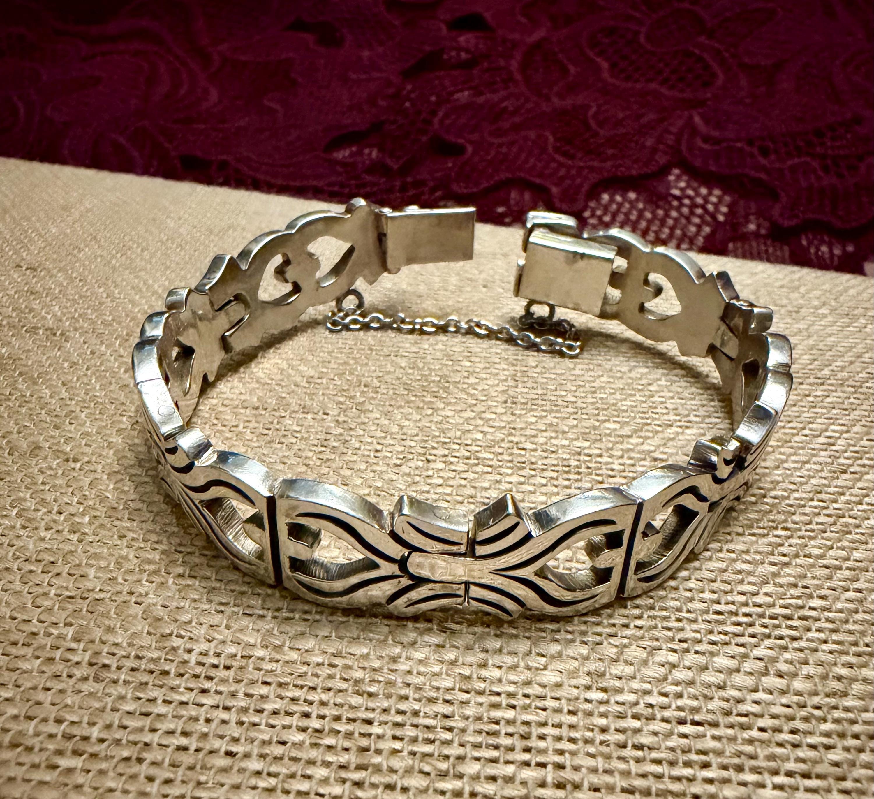 Taxco Mexico Silver Modernist Link Bracelet Vintage 1960s - Etsy