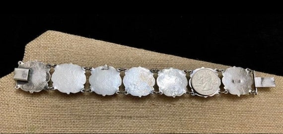 Mexican Silver Flower Link Bracelet, Sterling Sil… - image 6