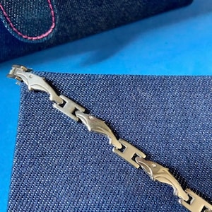 Silver Dolphin Bracelet, Vintage Mexican Sterling Bracelet! Vintage Sterling Silver Link Bracelet