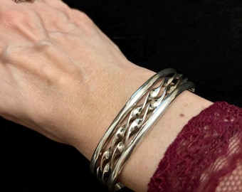 Vintage Taxco Silver 925 Cuff Bracelet, Mexican Sterling Silver