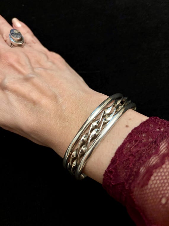 Vintage Taxco Silver 925 Cuff Bracelet, Mexican Sterling Silver