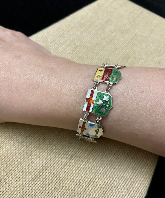 Sterling Silver Flags Link Bracelet, Sterling Fla… - image 6