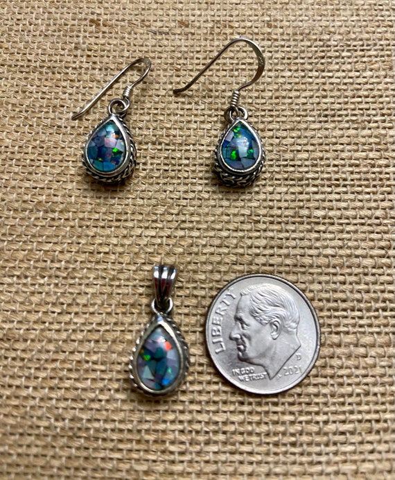 Silver & Opal Gemstones Jewelry, Set of Earrings … - image 3