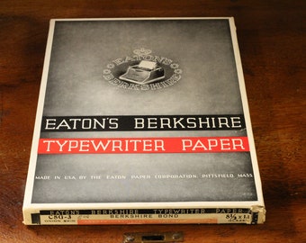 Vintage Typewriter Paper Eaton/'s Berkshire Elegant Watermarked 25/% Cotton Creative Writing Medium For Special Projects Archival Quality