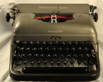 Remington Model 5 Deluxe Vintage 1948 Working Manual Portable Typewriter Two Tone Grey Serious Writers' Instrument And Creative Partner Tool