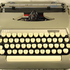 Smith-Corona Sterling Vintage1964 Working Manual Portable Typewriter Beautiful DawnGrey Writers Creative Instrument Companion And Accomplice
