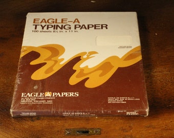 Vintage Typewriter Paper Eatons or Eagle A Heavy Weight  20# Sealed Package 25% Cotton 80 or 100 Sheets Elegant Watermarked 8.5x11