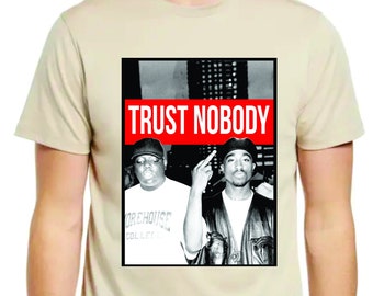 T-shirt Unisexe Tupac Shakur 2PAC 'Trust Nobody' - Coton, Coupe Ample, Noir - Neuf Avec étiquettes